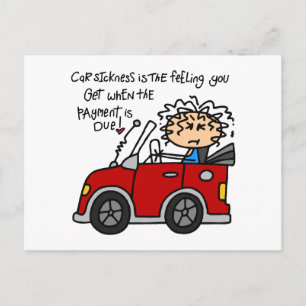 Humourous Car Sickness Postcard