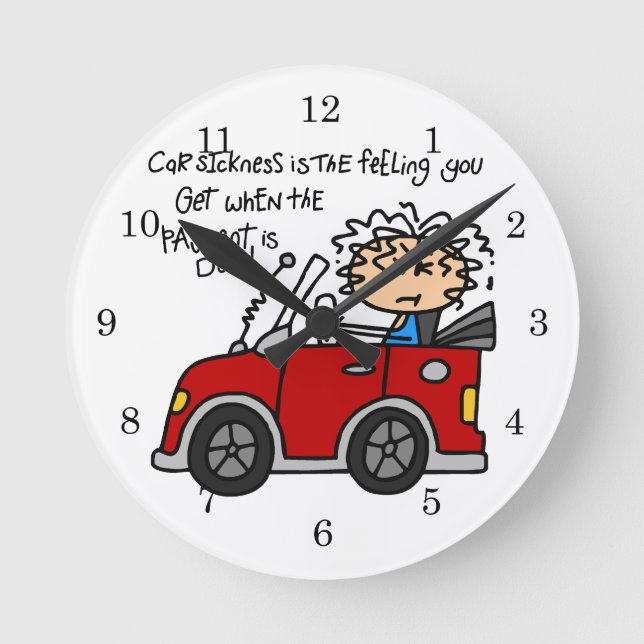 Humourous Car Sickness Round Clock (Front)