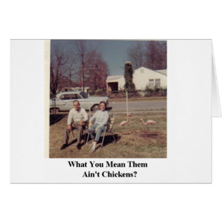 humourous card pink flamingos