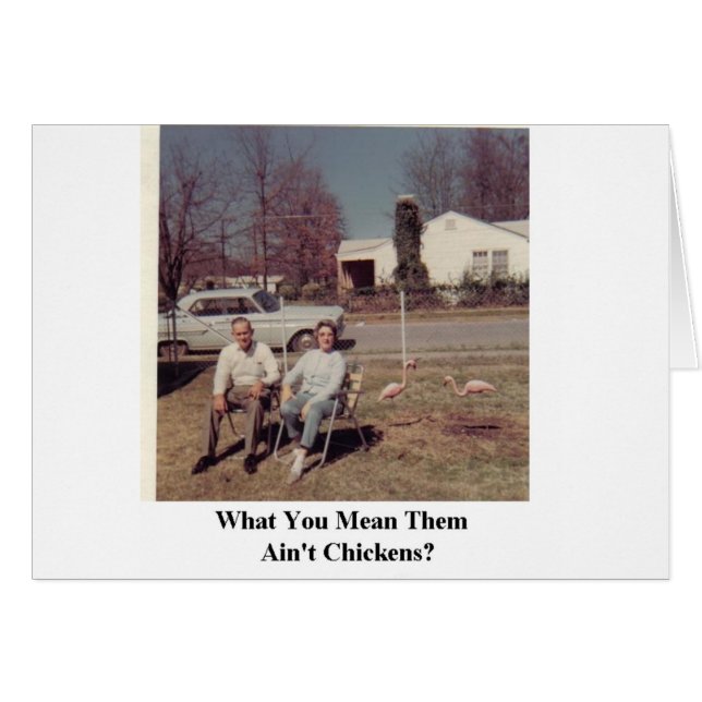 humourous card pink flamingos (Front Horizontal)