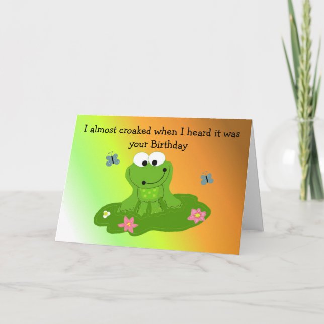 Humourous Cartoon Frog Birthday Card (Front)