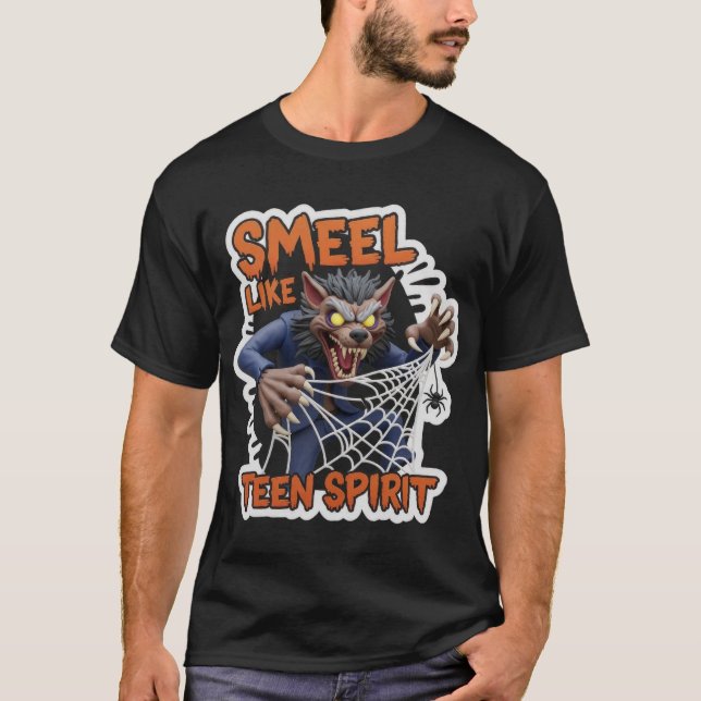 Humourous cartoon werewolf with SMELL LIKE TEEN SP T-Shirt (Front)