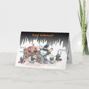 humourous cat Halloween card