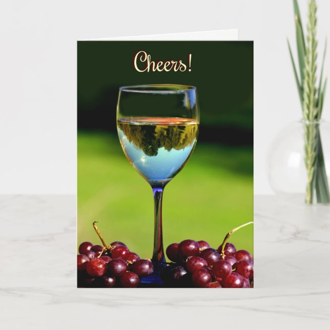 Humourous Cheers Wine Happy Birthday Card (Front)