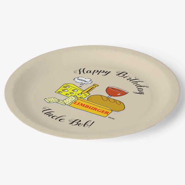 Humourous Cheese and Wine Tasting Birthday Party Paper Plate (Angled)