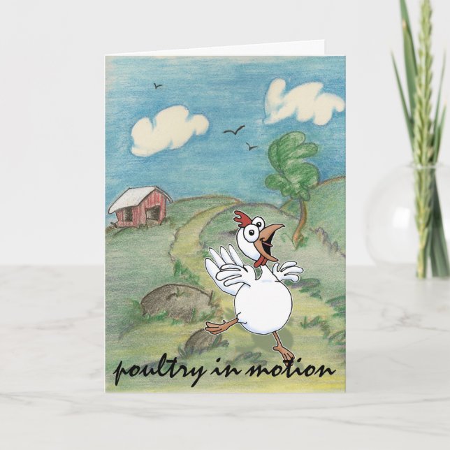 humourous chicken leaving coop card (Front)