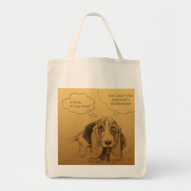 Humourous Chinese Dog Year Cotton Grocery Bag (Front)