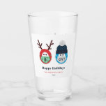 Humourous Christmas and Hanukkah Mask Custom Glass<br><div class="desc">Make them smile with this cute and funny glass featuring Christmas and Hanukkah themed masked characters. Message,  name and year is customisable. Part of a collection from Parcel Studios.</div>