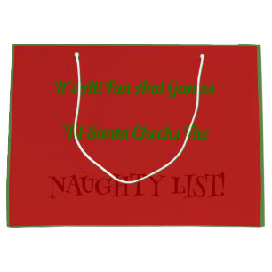 Humourous Christmas Naughty List Decorative Large Gift Bag