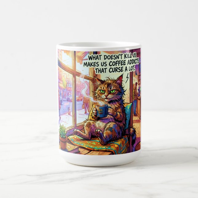Humourous coffee mug with grumpy cat design (Center)
