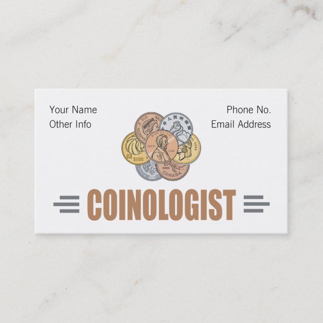 Humourous Coin Collector Business Card (Front)