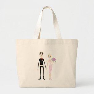 Humourous Country Wedding Couple Large Tote Bag