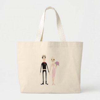 Humourous Country Wedding Couple Large Tote Bag
