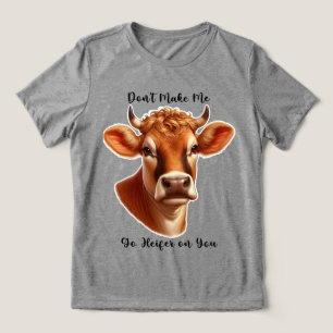 Humourous Cow Illustration with Playful Text Tri-Blend Shirt
