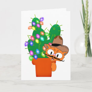 Humourous Cowboy Cat Christmas Card