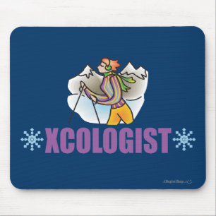 Humourous Cross Country Snow Skiing Mouse Mat