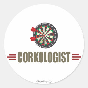 Humourous Darts Classic Round Sticker