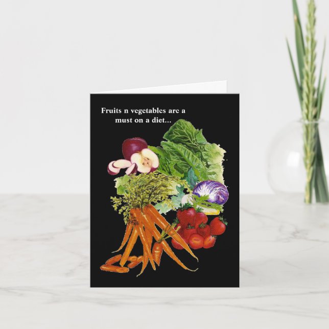 Humourous diet of fruits and veggies card (Front)