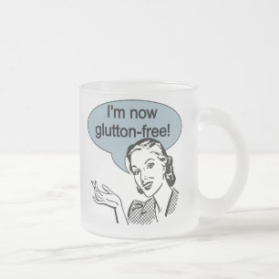 Humourous Dieting Glutton Free Frosted Glass Coffee Mug