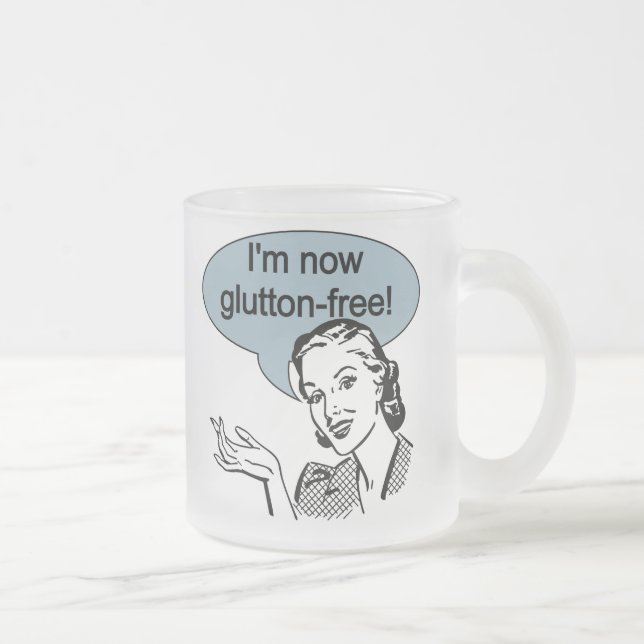 Humourous Dieting Glutton Free Frosted Glass Coffee Mug (Right)