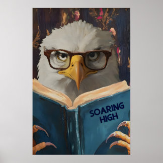 Humourous Eagle Reading Book Art Print