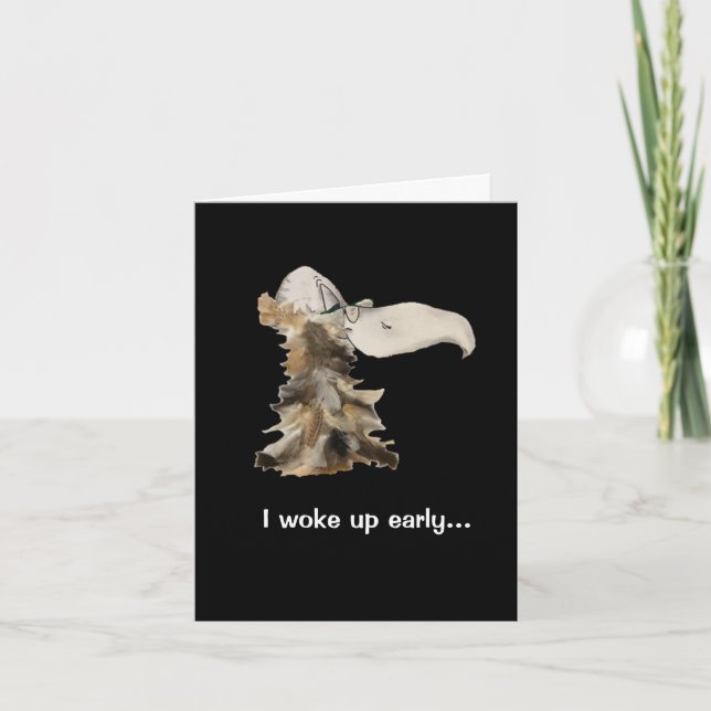Humourous Early Bird Folded Greeting Card (Front)