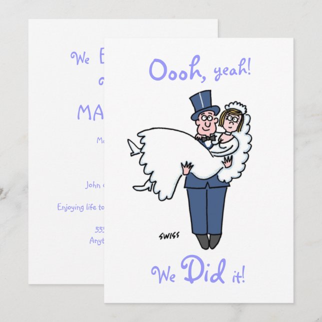 Humourous Elopement Announcement We DID It (Front/Back)