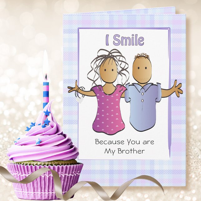 Humourous Ethnic Brother Cartoon Modern Birthday Card (Creator Uploaded)