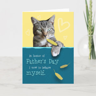 Humourous Father's Day Card with Naughty Cat