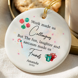 Humourous Festive Office Coworker Christmas Ceramic Tree Decoration
