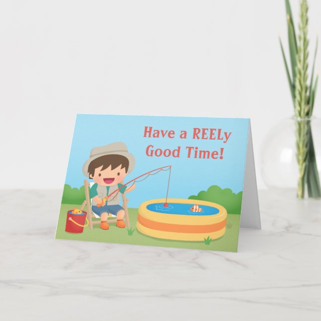 Humourous Fishing Pun Happy Birthday Greeting Card (Front)