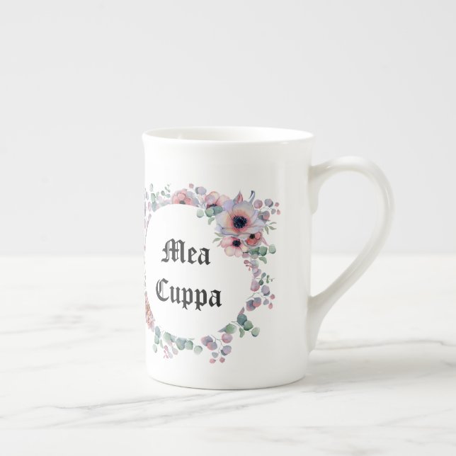 Humourous Floral Catholic Mea Cuppa Bone China Mug (Right)