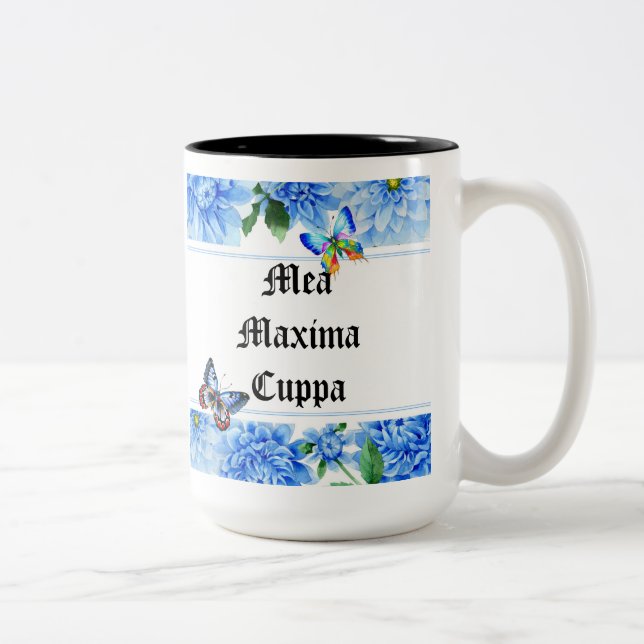 Humourous Floral Catholic Mea Cuppa Two-Tone Coffee Mug (Right)