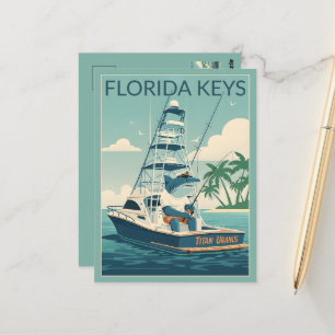 Humourous Florida Keys WPA Art Postcard