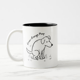 Humourous Free-Range Poop Dog Waste  Two-Tone Coffee Mug