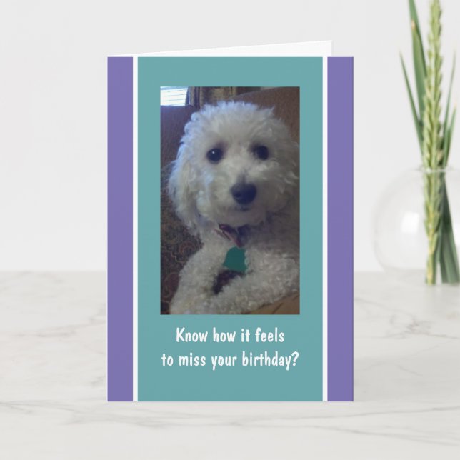 Humourous, fun belated birthday card (Front)