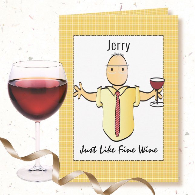 Humourous Fun Male Cartoon Red Wine Birthday  Card (Creator Uploaded)