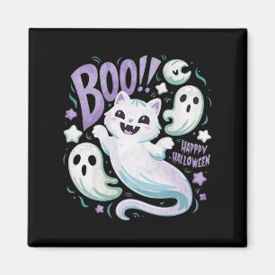 Humourous Ghost Cat Boo Kitty Halloween  Magnet
