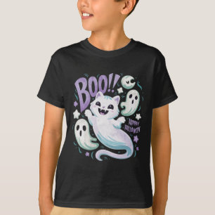 Humourous Ghost Cat Boo Kitty Halloween T-Shirt