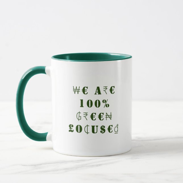 Humourous Global Country Currencies Money in Green Mug (Left)