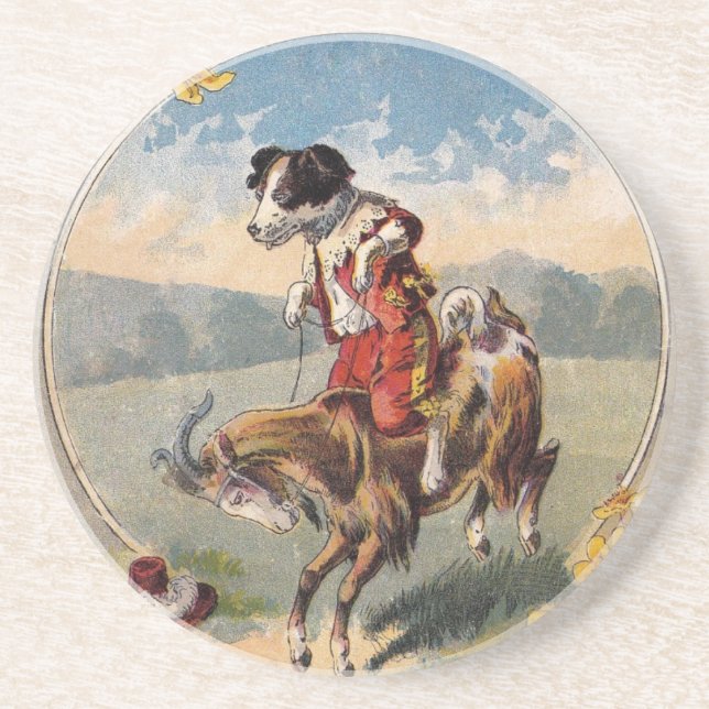 Humourous goat and dog going for a ride coaster (Front)