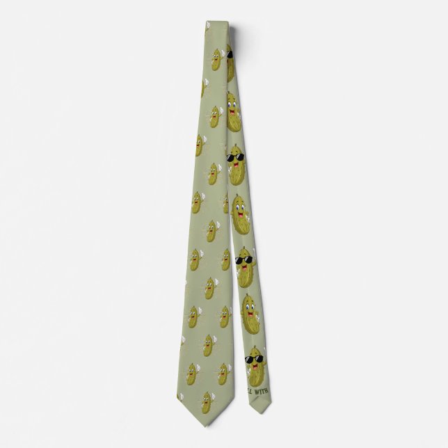Humourous Green Dill Pickle Neck Tie (Front)