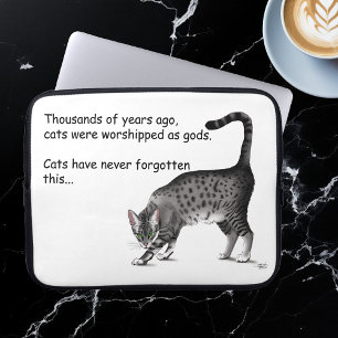 Humourous Grey Whimsical Cat Egyptian Mau Laptop Sleeve