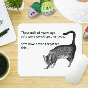 Humourous Grey Whimsical Cat Egyptian Mau Mouse Mat