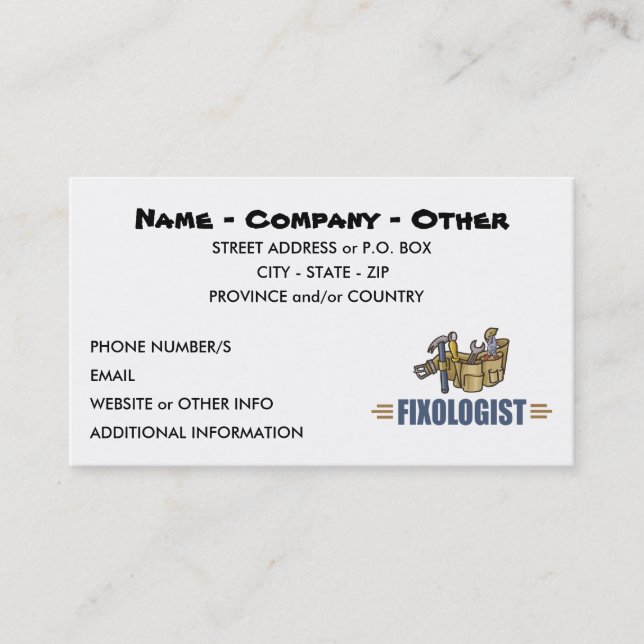 Humourous Handyman Business Card (Front)
