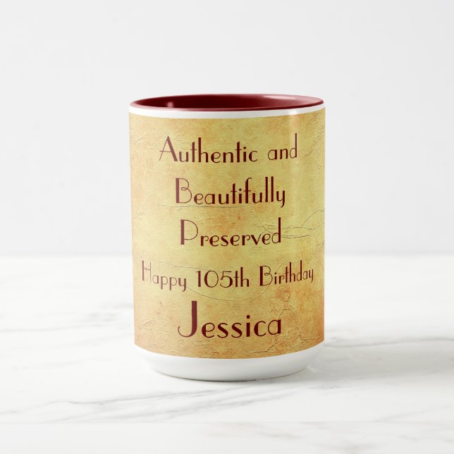Humourous Happy 105th Birthday Mug (Center)