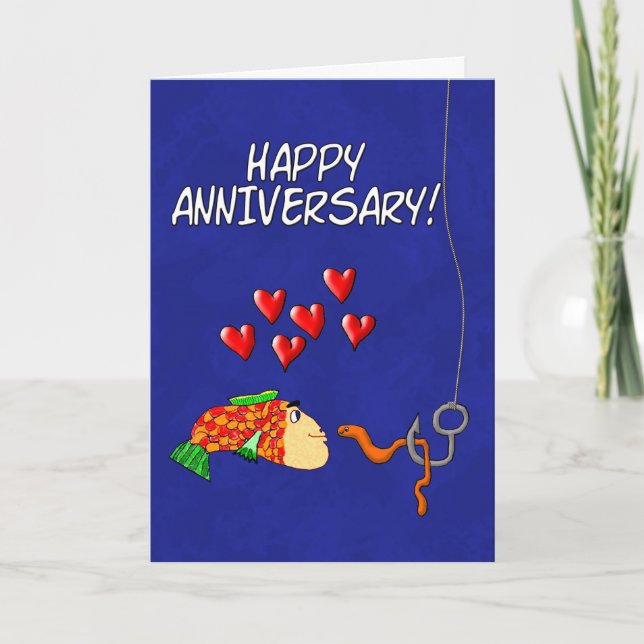 Humourous Happy Anniversary Fish and Bait Card (Front)