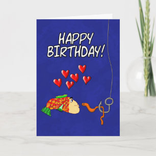 Humourous Happy Birthday Fish and Bait Card