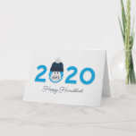 Humourous Happy Hanukkah 2020 Personalised Blue Card<br><div class="desc">Make them smile this year with this custom,  humourous Hanukkah card featuring a "masked 2020" with the word "Oy!".The winter cap has a Star of David pattern. In shades of blue.</div>