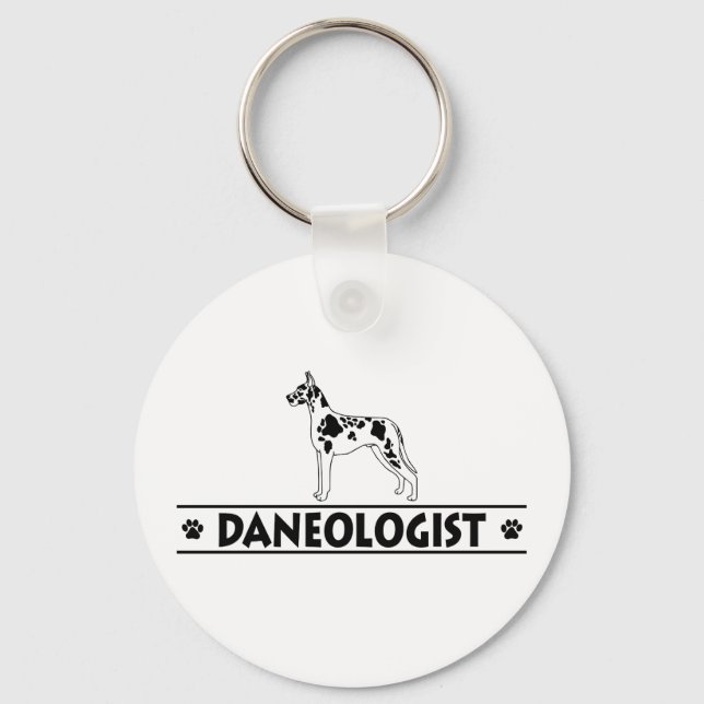 Humourous Harleqhin Great Dane Key Ring (Front)